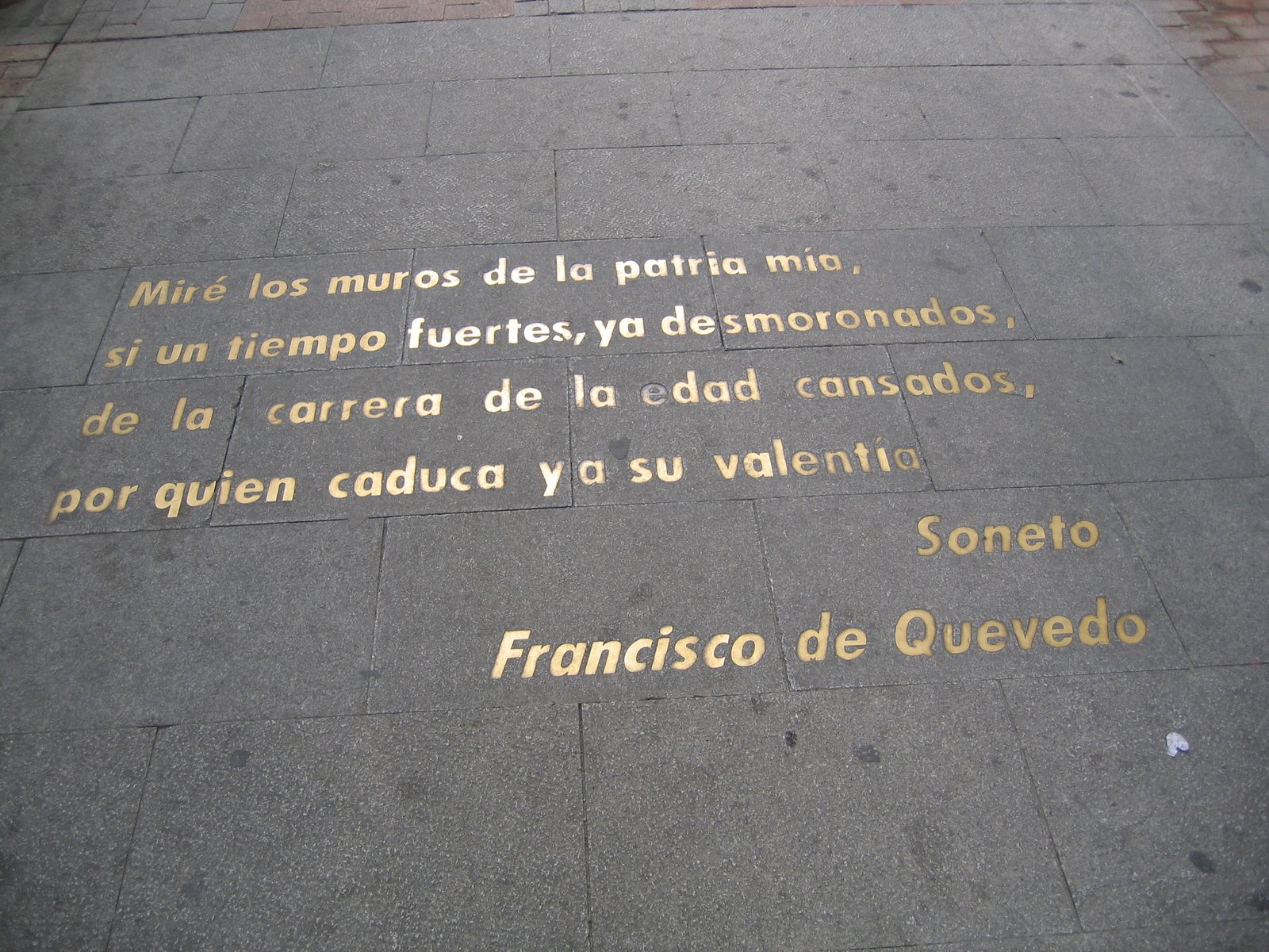 Golden Age verse quotations set into the paving stones of Calle de las Huertas